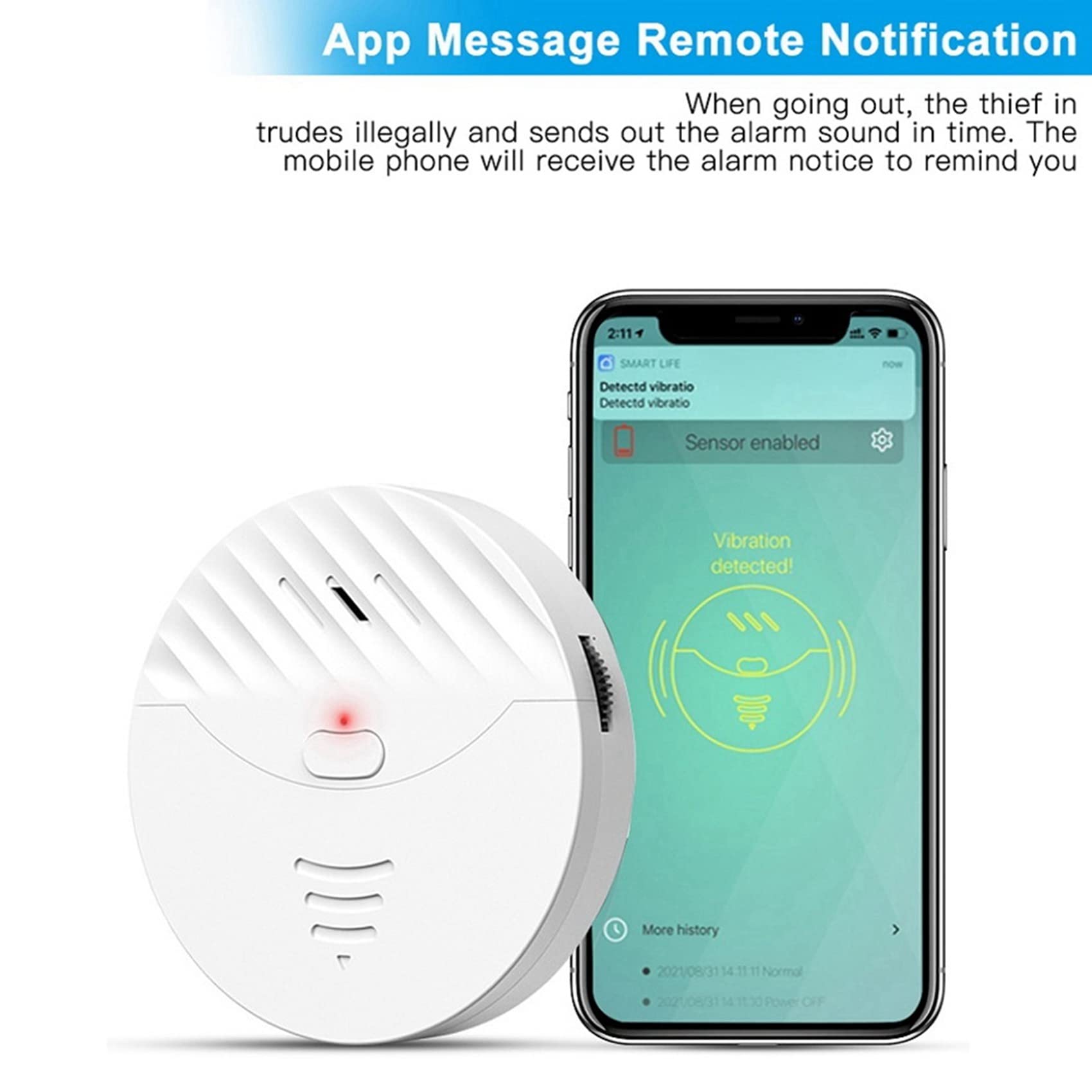 3 x Tuya inteligentny alarm WiFi, czujnik wibracji drzwi i okien, alarm ochrony bezpieczeństwa, działa z Alexa, Smart Life (biały)