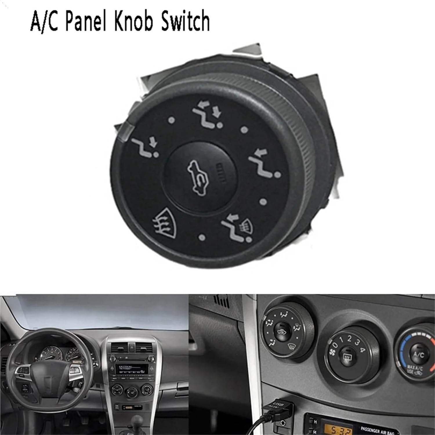 Car Air Conditioning A/C Heating Panel Wind Direction Knob Compatible with Toyota Corolla 2007-2013 Control Temperature Switch