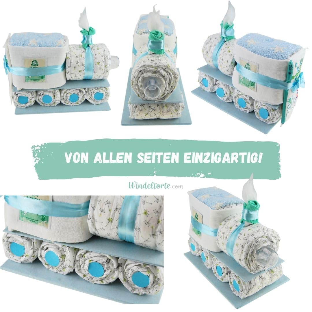 Lillydoo Couches pour garçon Bleu 29 couches Windeltorte fait à la main Cadeau de naissance