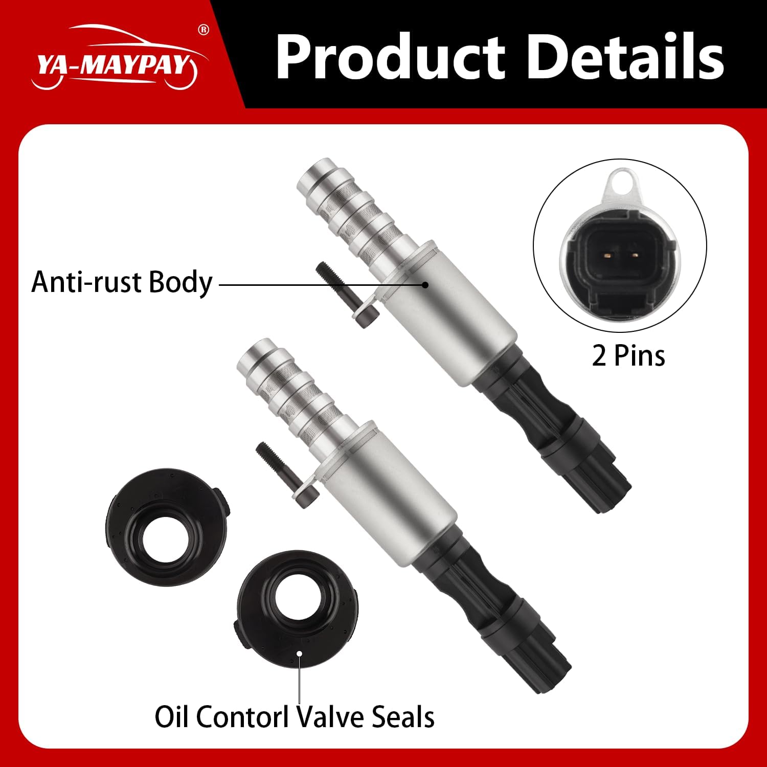 VVT Intake & Exhaust Camshaft Position Actuator Solenoid Valve Kit Compatible with Ford, Lincoln - Expedition, F150, F250, F350, Mark LT, Navigator, 5.4L (AMP-S0215-E)