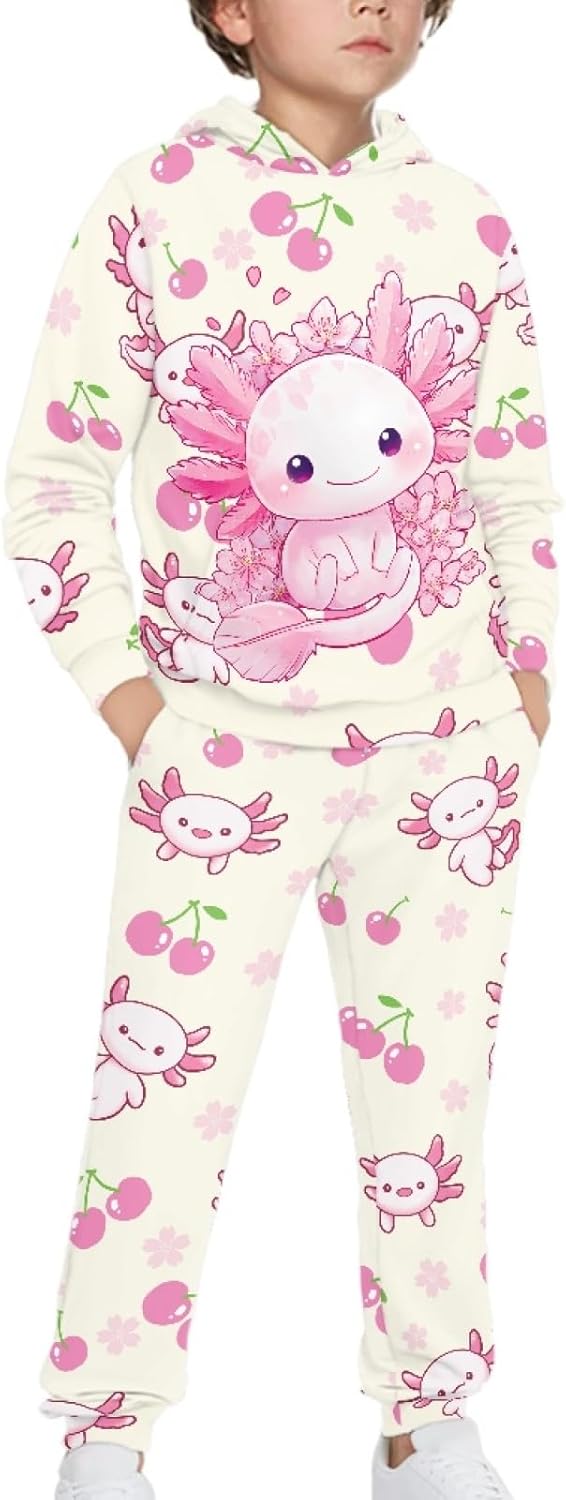 Girls Hoodie Set Size 4-12 Long Sleeve Sweatsuit Outfits for Kids 2 Piece Pullover Hoodie Jogger Pants Sets