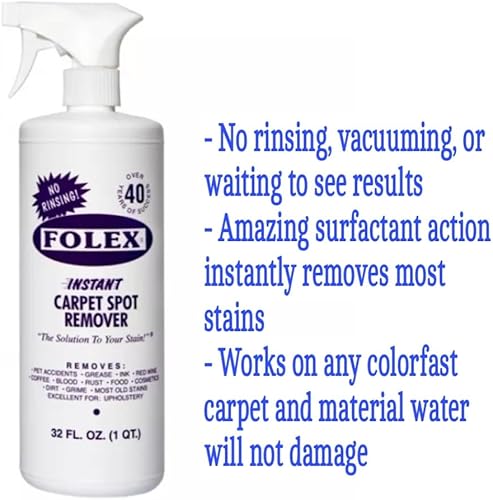 Miniatura 2 de 2 botellas de FOLEX, removedor de manchas de alfombra (32 onzas) paño de microfibra de 16 x 16 pulgadas (400 GSM)