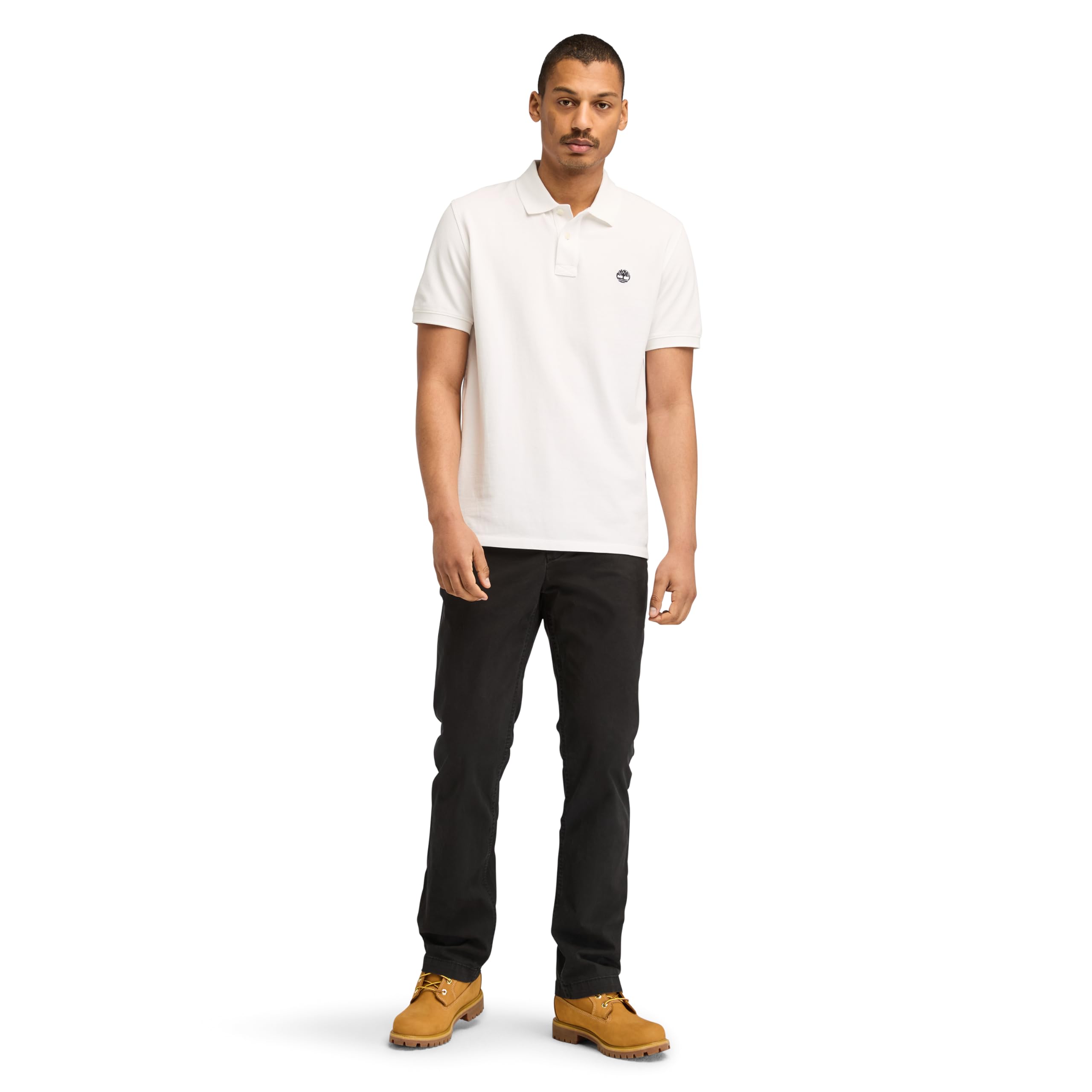 Timberland Millers River Short-Sleeve Pique Polo Shirt For Men In White Size 3XL