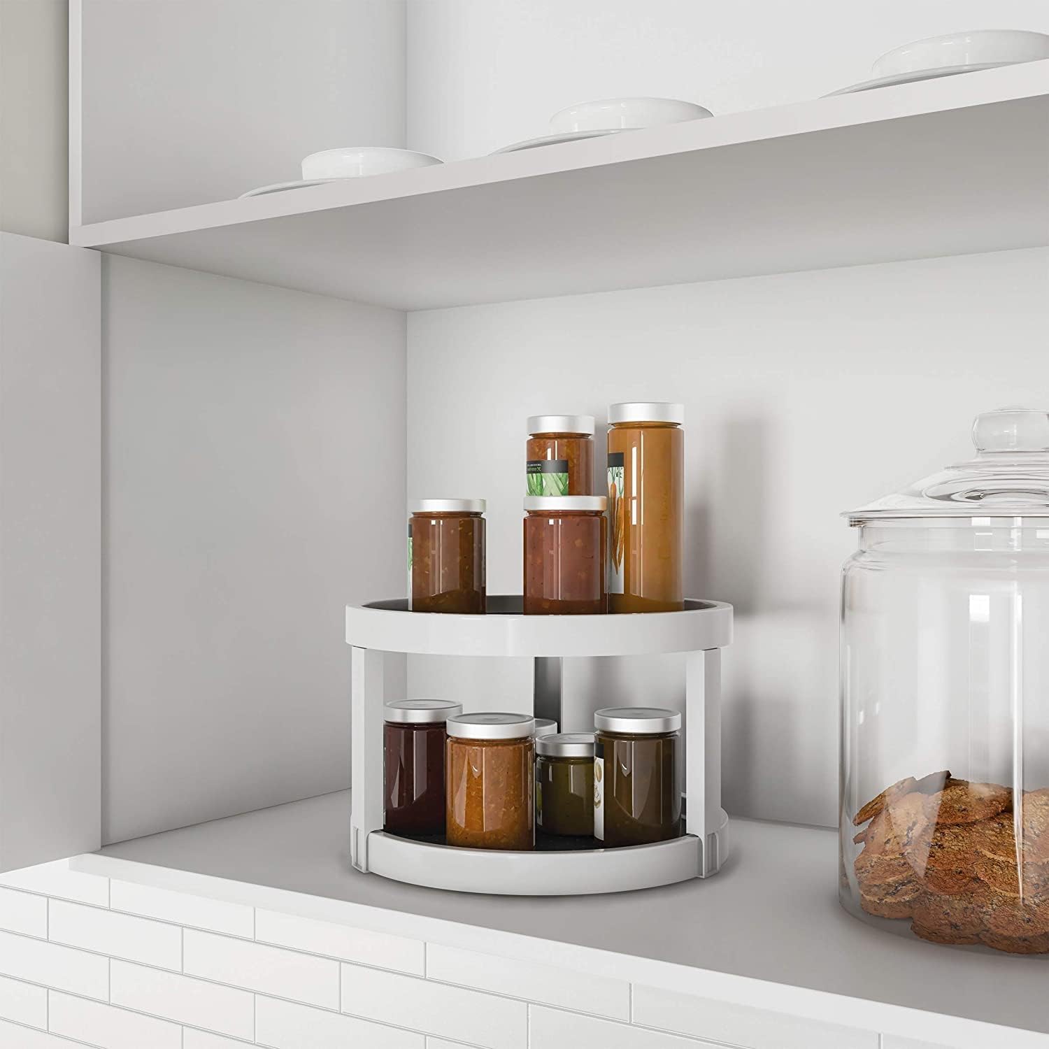 TARTAMYA 2-Layer 360° Rotating Organizer Tray Multi- Function Rotating Tray/Kitchen Organizer/Cosmetics Organize (White) 2024. 2