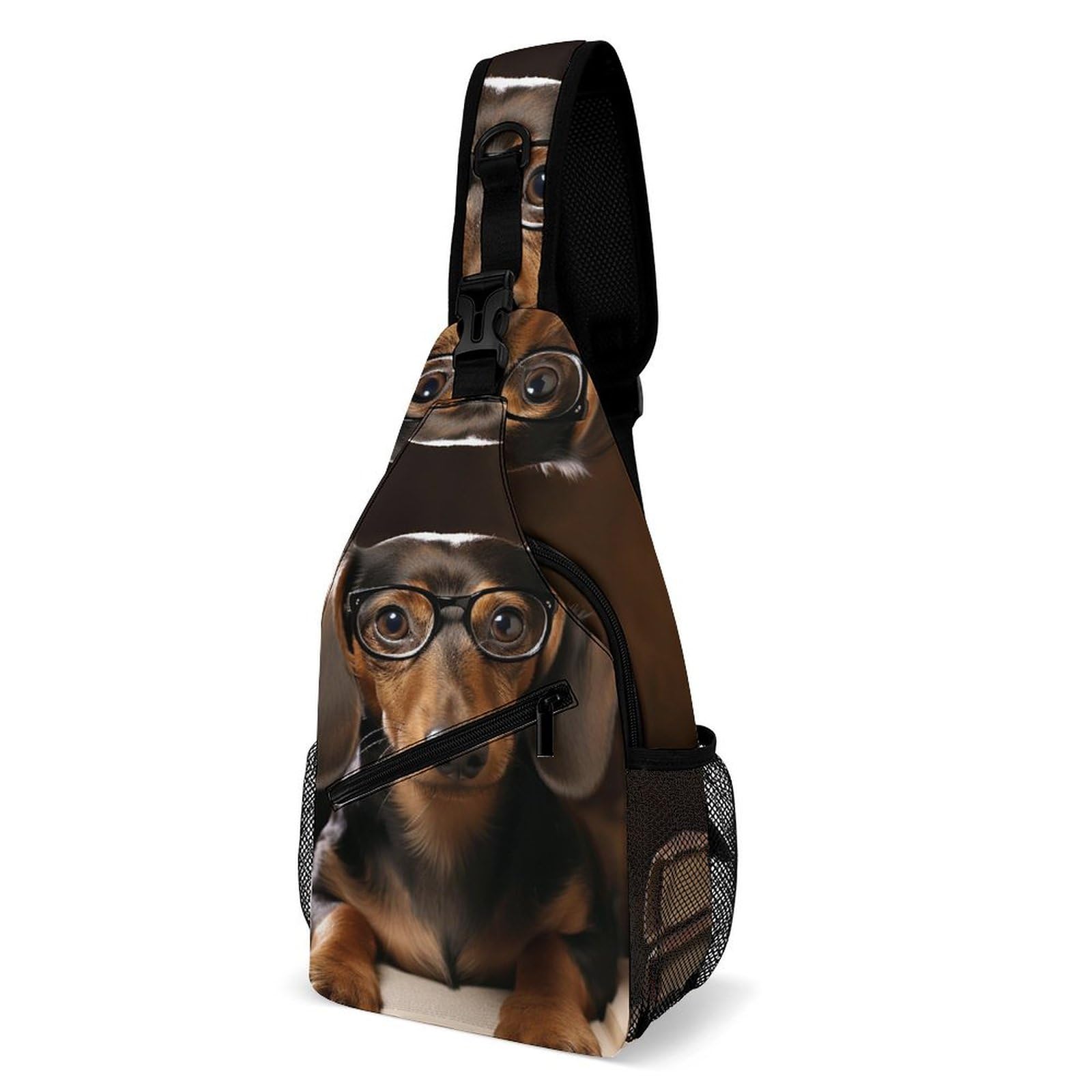 LFDSPYJE Crossbody Bag Travel Sling Bag for Men Small Sling Backpack Dachshund Book Chest Bag Shoulder Bag for Outdoor, Dachshund Book, 38x20cm