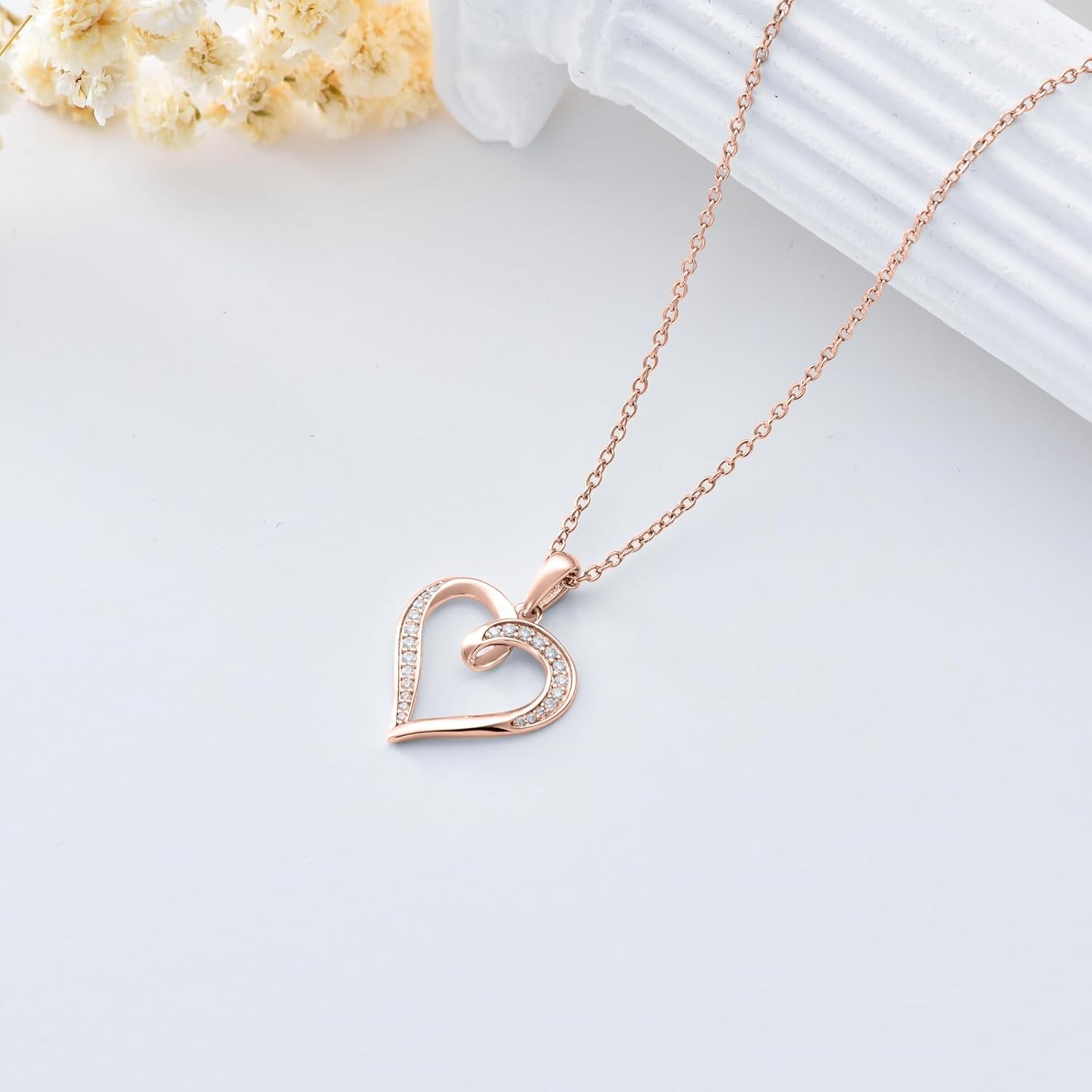 14k Solid Gold Heart Pendant with Moissanite Eternal Love Heart Necklace Jewelry Birthday Anniversary Mothers Day Gifts for Mom Her Wife - Image 6