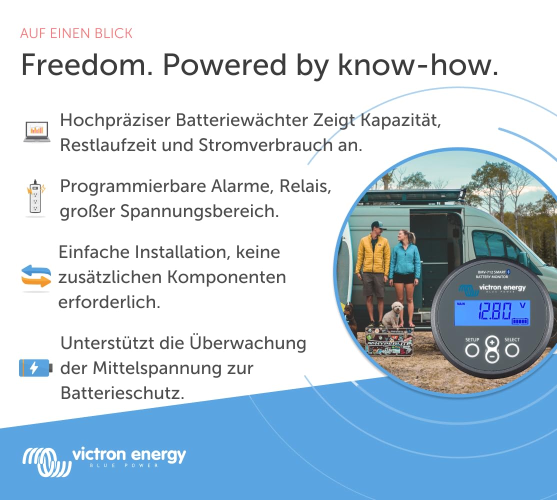 Victron Energy BMV-712 Smart Batteriemonitor - 6.5-70 VDC - Fungiert als Batteriewächter - Display und Bluetooth - Grau