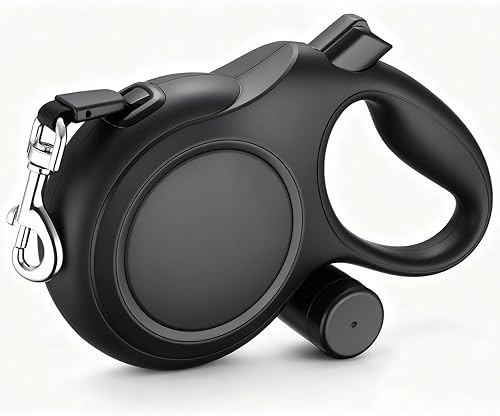 Miniatura 13 de Segarty Correa para caminar de 26 pies con soporte para bolsa de excrementos para perro de 66 libras a 110 libras, correa retráctil de 26.2 ft con