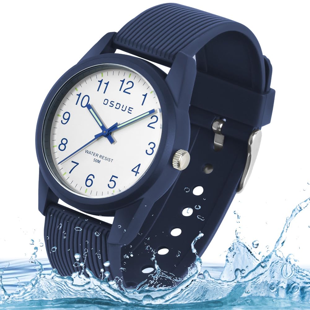 OSDUE Reloj para NiñOs, 5ATM/50M Impermeable Fácil de Leer Relojes de Pulsera con Correa Suave, Reloj de Pulsera Analógico para Niños Niñas Regalo de CumpleañOs para 4-18 Años
