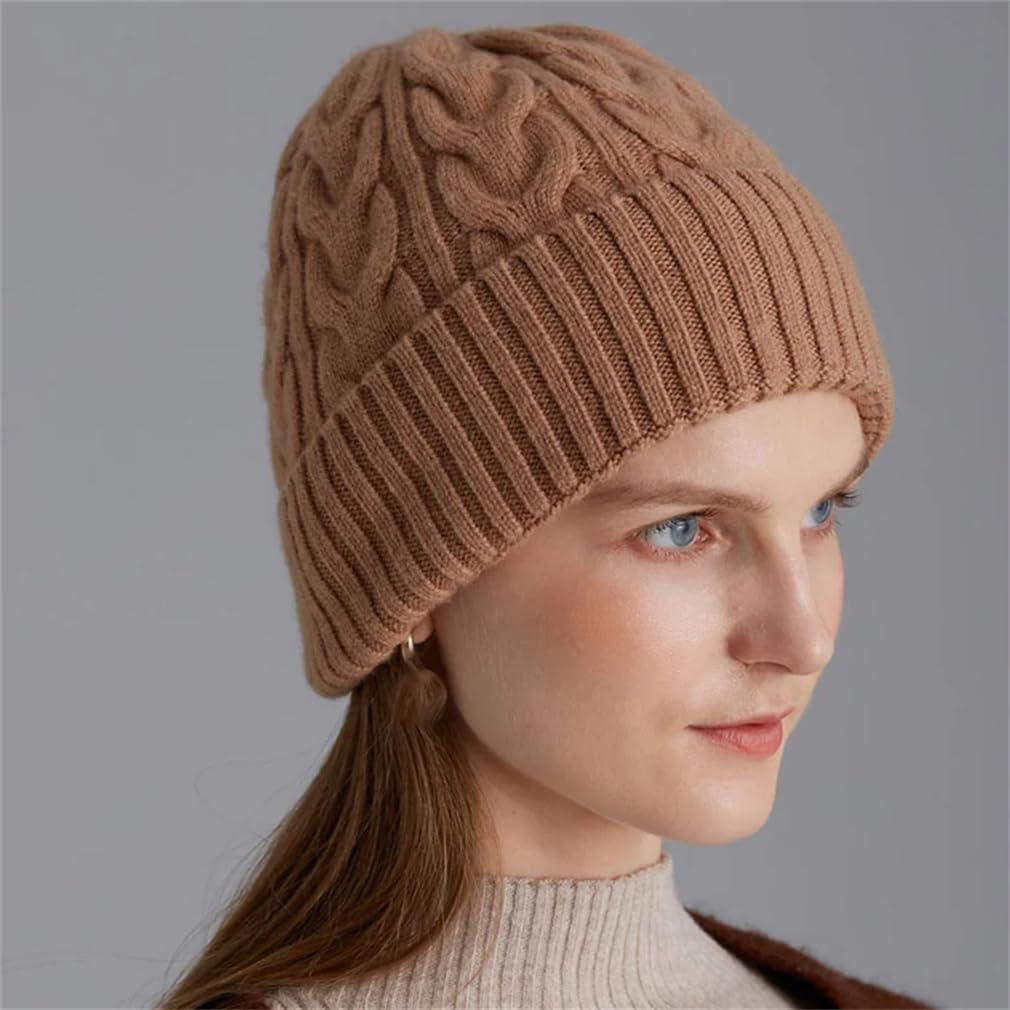SaoBiiu Gorro de lana de punto trenzado para mujer, gorro de invierno unisex