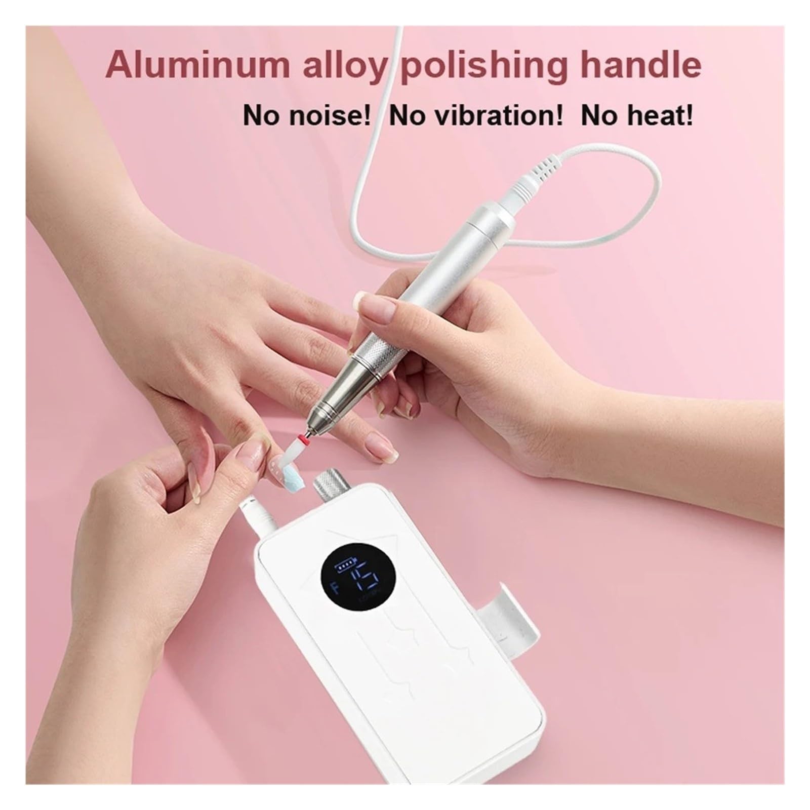 Máquina perforadora de uñas, Lijadora inalámbrica recargable con taladro de uñas 40000RPM para manicura menor ruido(Purple)