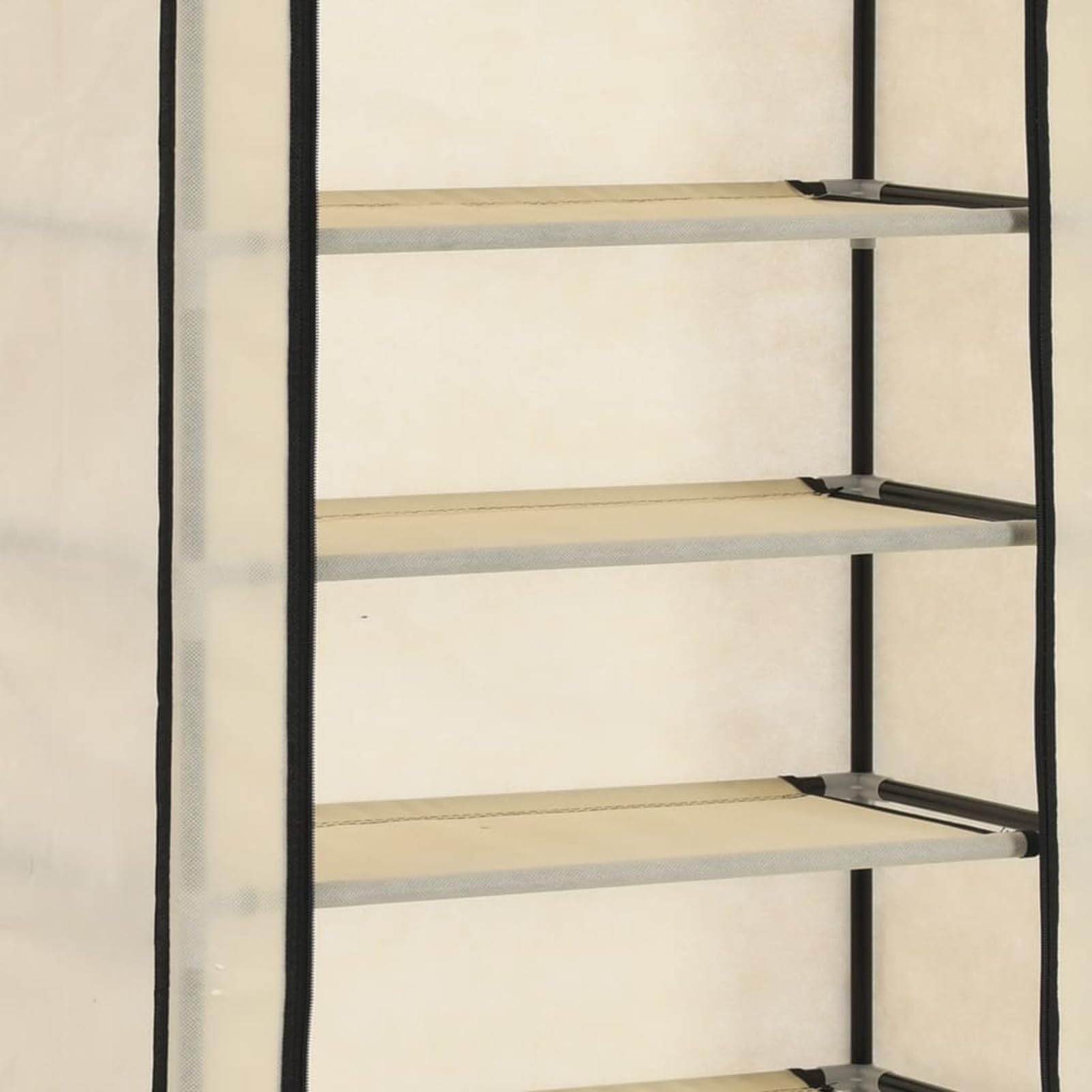 Zapatero con Funda Crema 57x29x162 cm Tela,Organizador de Zapatos,Armario de Almacenamiento con Estante for Calzado,Muebles for Pasillo de Casa(Cream)