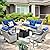 weaxty W Patio Furniture Set,6 Pieces Wicker Patio Furnitures with Outdoor Loveseat,Double-Deck Fire Pit Table,Swivel Rocking Chairs,All Weather Patio Conversation Sets,Navy Blue