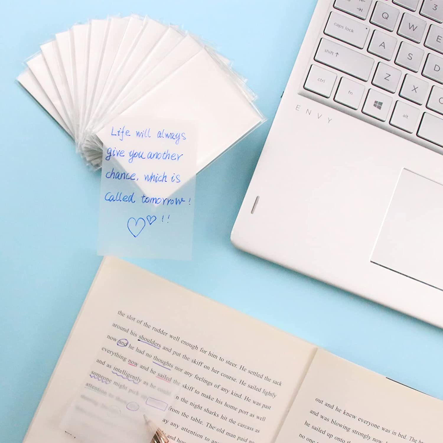 Worison Transparent Sticky Notes Pad 3 x 3 Inch, for Books Message Reminder, Waterproof Translucent Sticky Notes 100Sheets 3