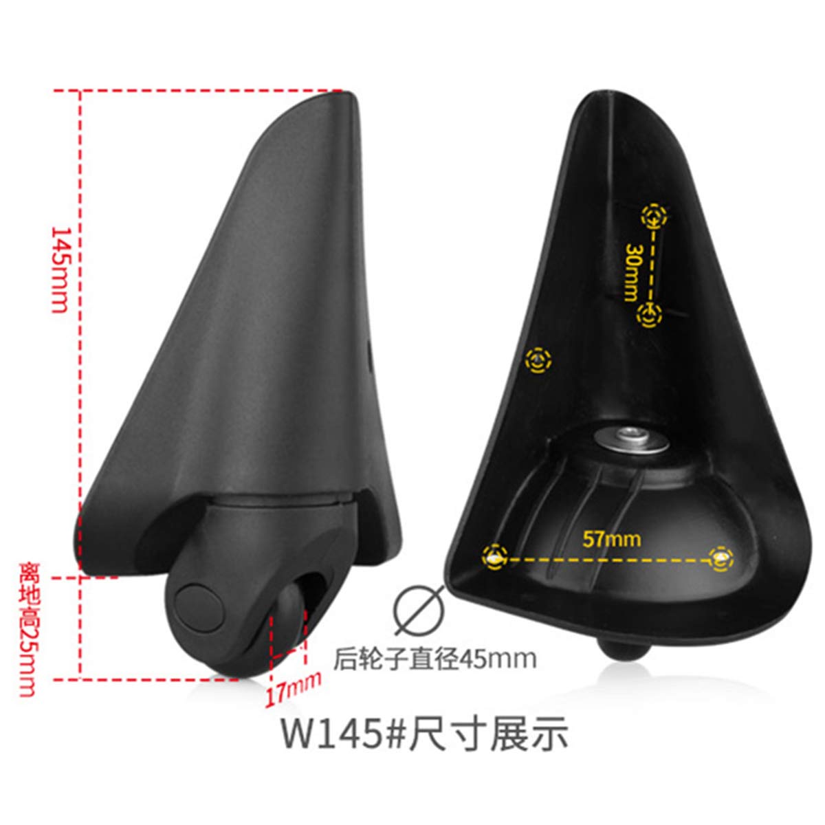 XiaoShiJie 360 Degree Swivel Mute Repair Replacement Luggage Wheel Suitcase Wheels Parts Spinner (DiLong W144#) (B Type Set of a Pair)