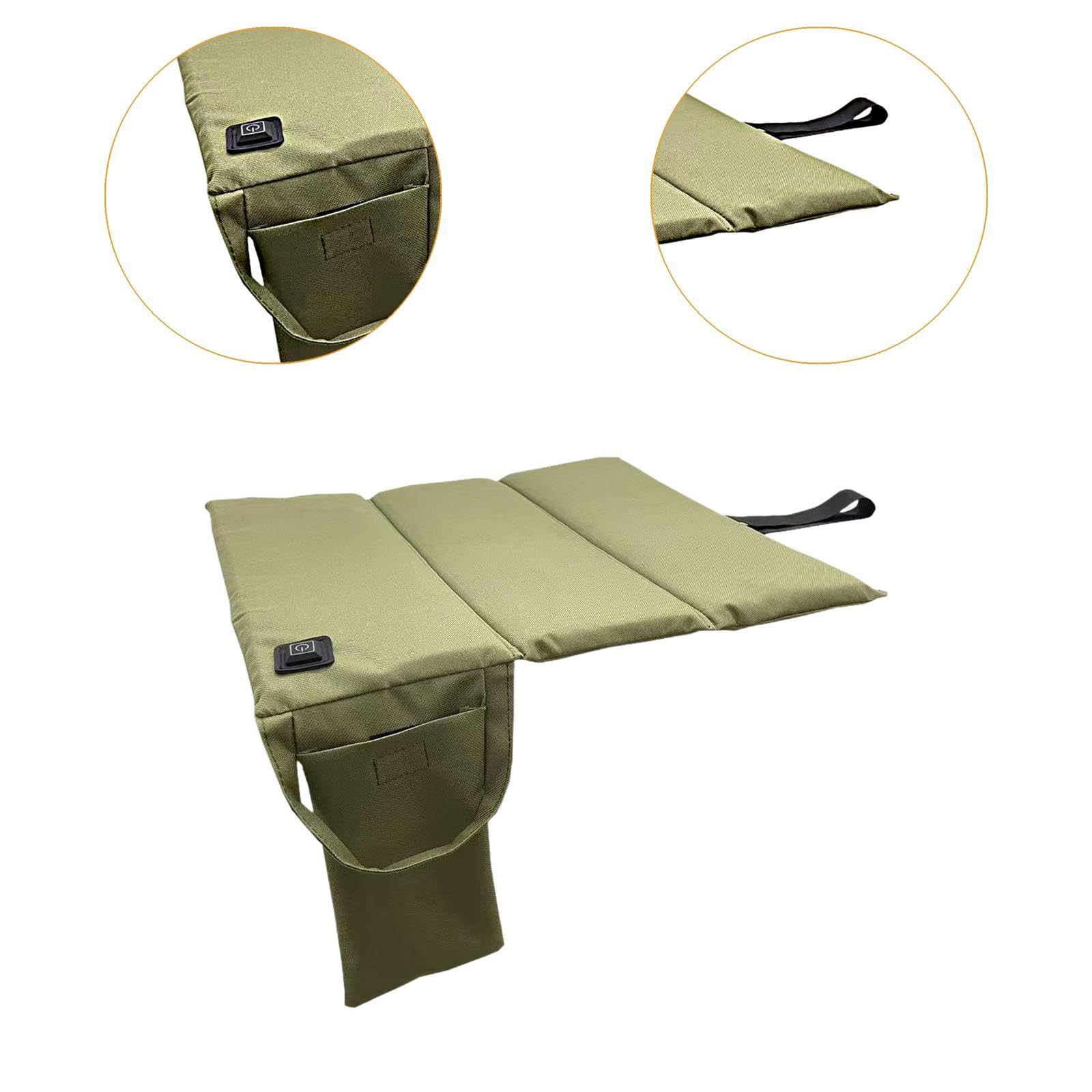Milageto Beheiztes Sitzkissen, USB-Stromversorgung, warme Unterlage, Matte, tragbar, beheizbar, Sitzpolster, Stuhlpolster für Park, Trekking, GrÜn