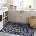 Wonnitar Moroccan Washable Rug 3x5, Blue Non-Slip Entryway Area Rug, Soft Farmhouse Bedroom Throw Mat, Geometric Low Pile Scandinavian Accent Carpet for Entry Kitchen Basement (Blue,3'x5')