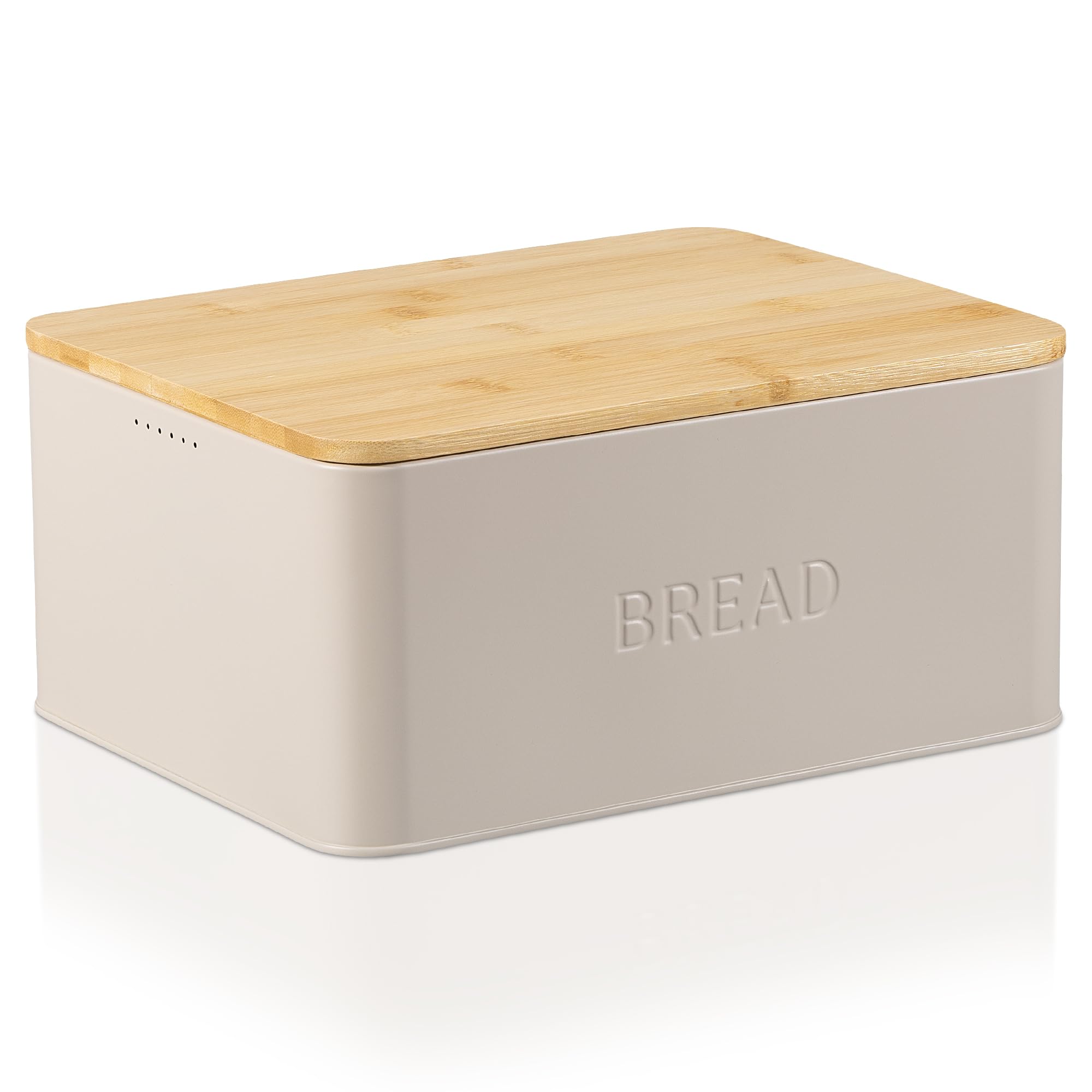 Beautiful Bread Box With Wooden Lid For Your Kitchen Countertop - Spacious Container Perfectly Stores Your Homemade Bread, English Muffins & Bagels - Quality Cutting Board Lid Keeps Your Bread Fresh