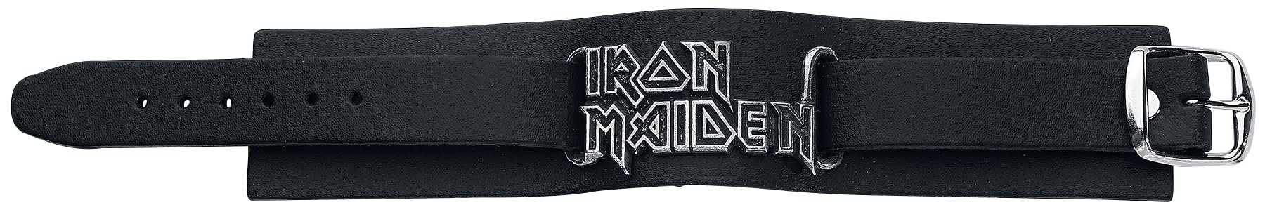 Iron Maiden Logo Männer Lederarmband schwarz