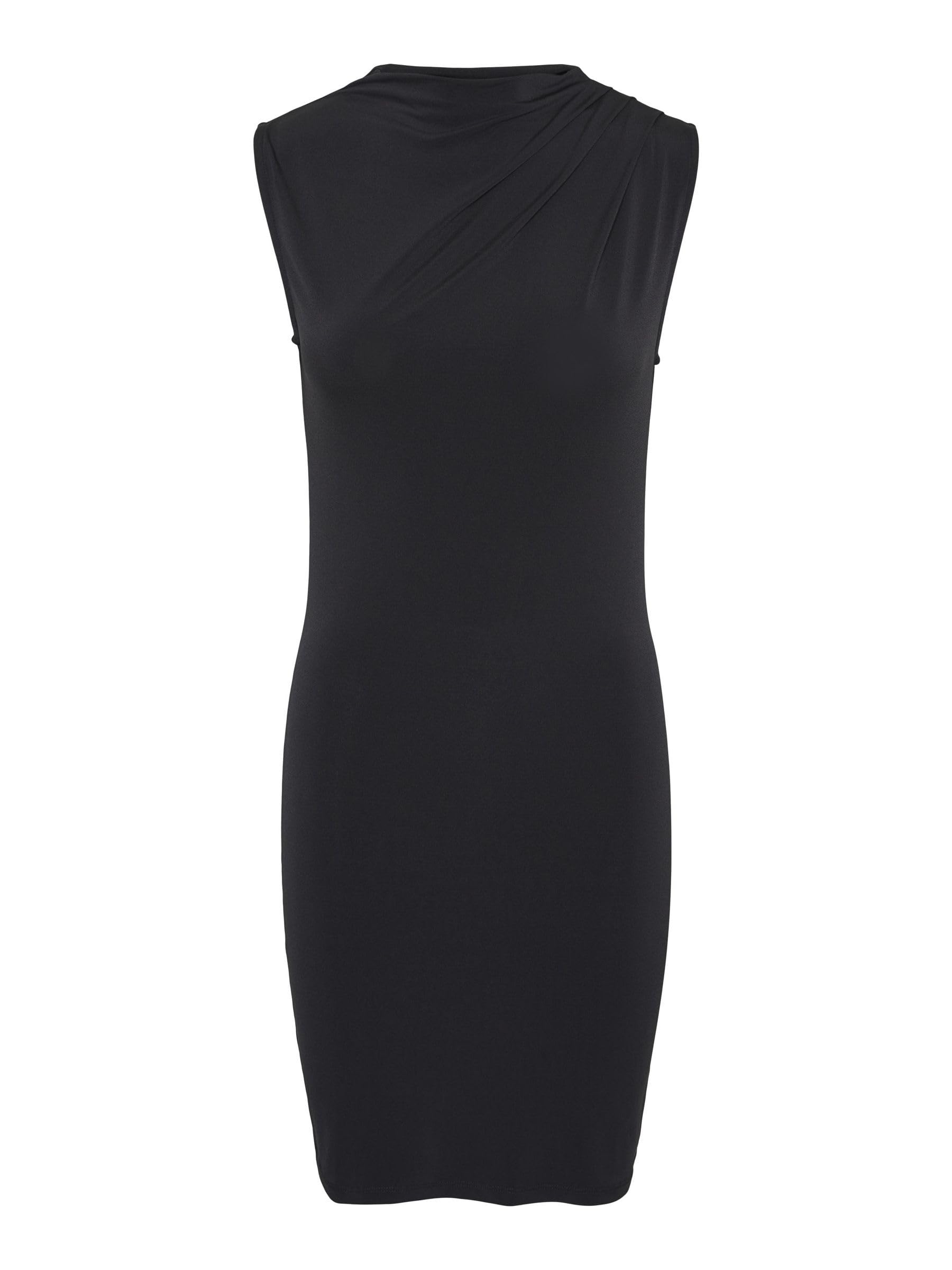 PIECES Women's Pcmadison SL Draped Dress Noos BC Dress, Black, M