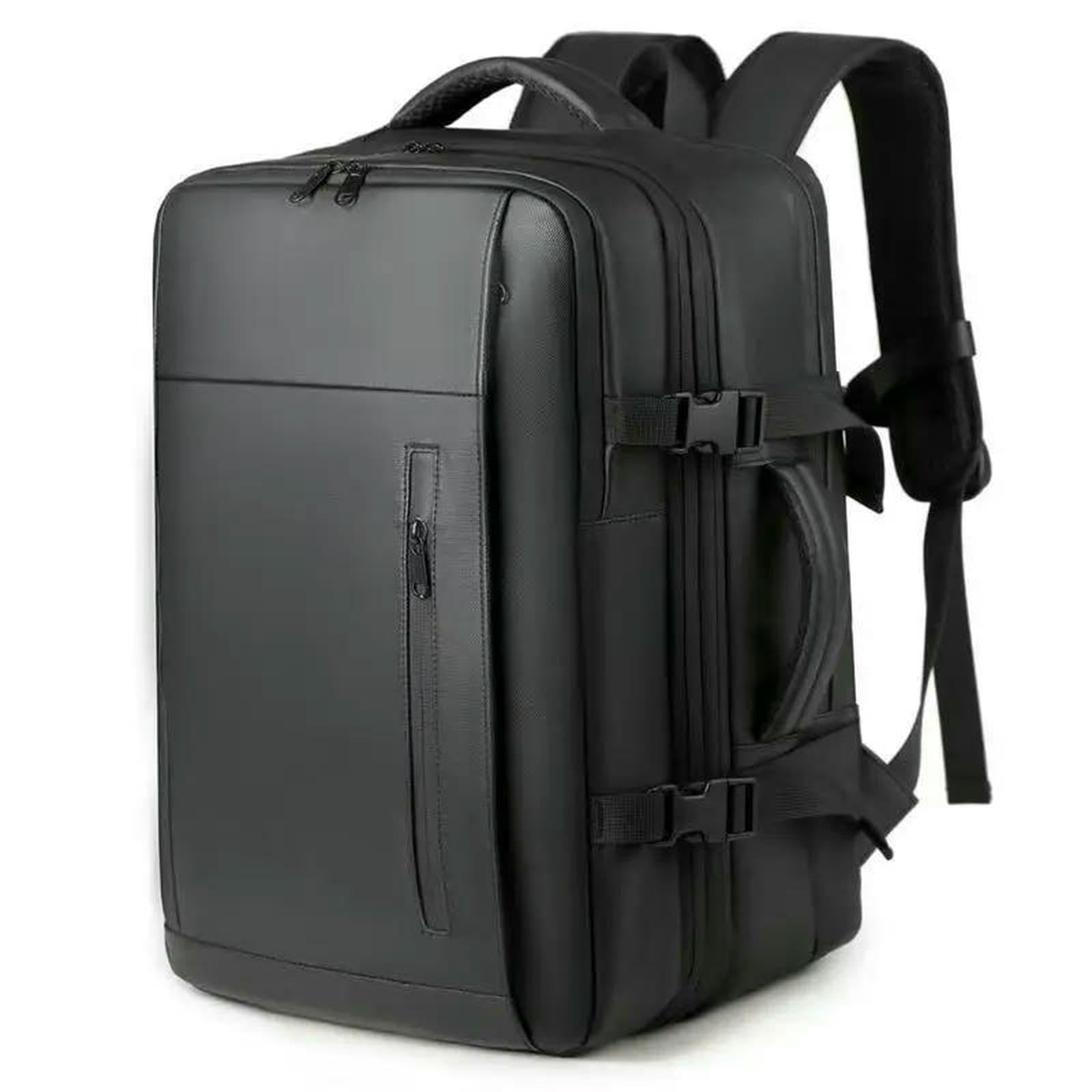 Zcabybd Black Travel Bag Vacuum Compression Backpack Large-Capacity Expandable With Lock Sealing Bags-16 Inches