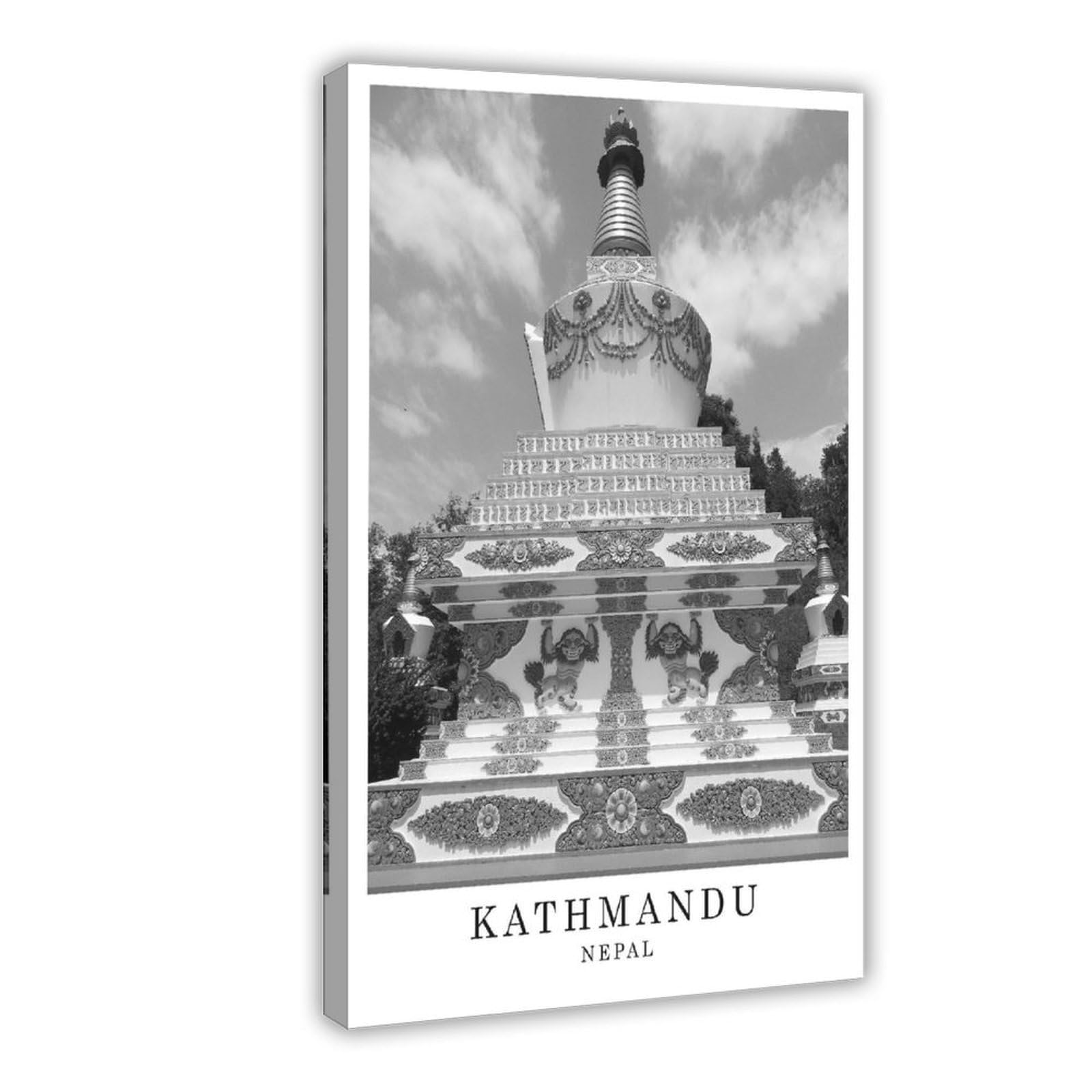 HEYANM Kathmandu Nepal Travel Poster Black And White City Poster Kathmandu Wall Art Print Minimalist Landmark Wall Décor Gift Jpg Canvas Poster Wall Art Paintings for Living Room Bedroom Dec