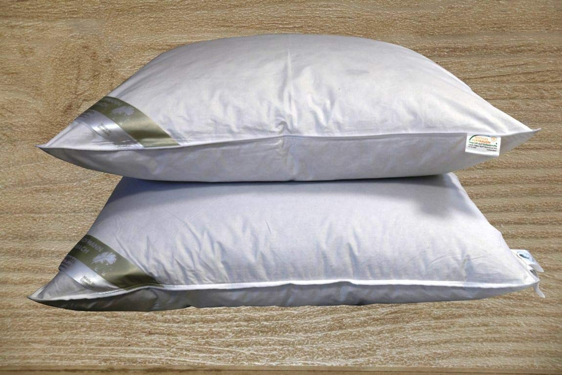 Betten Hofmann Exclusives Daunen Kopfkissen 80x80 cm, 850 g Füllgewicht, Daunenkissen, Kissen, prall gefüllt, 100% Daunen, 100% Natur,