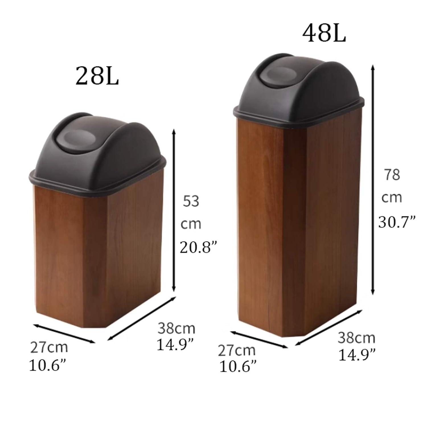 BYBEST Wooden Trash Can Home Commercial Luxury Wastebasket Garbage Container Bin with Lid for Bathroom Kitchen Home Office