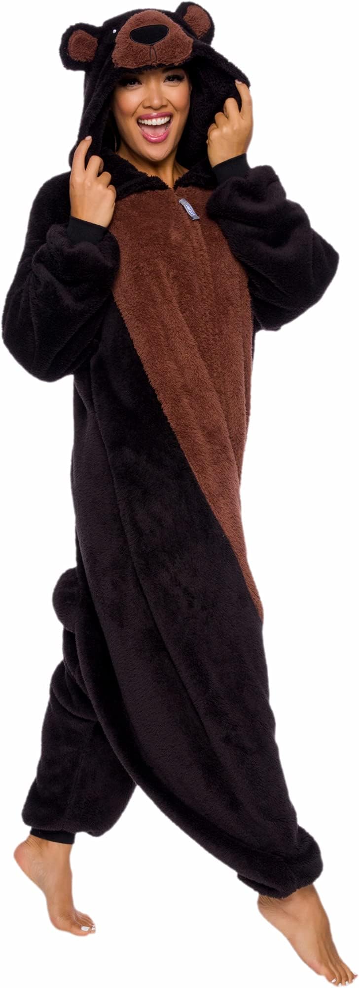 Adult Unisex Sherpa Bear Plush One Piece Animal Costume - Comfortable Jumpsuit