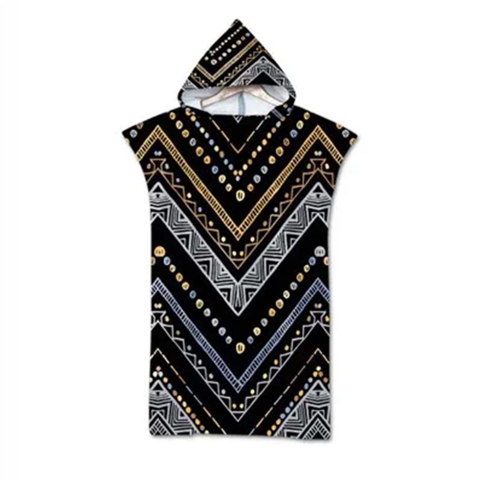Accappatoio per il cambio Poncho con cappuccio for asciugamano da bagno for adulti e bambini, abbigliamento spiaggia(Black)