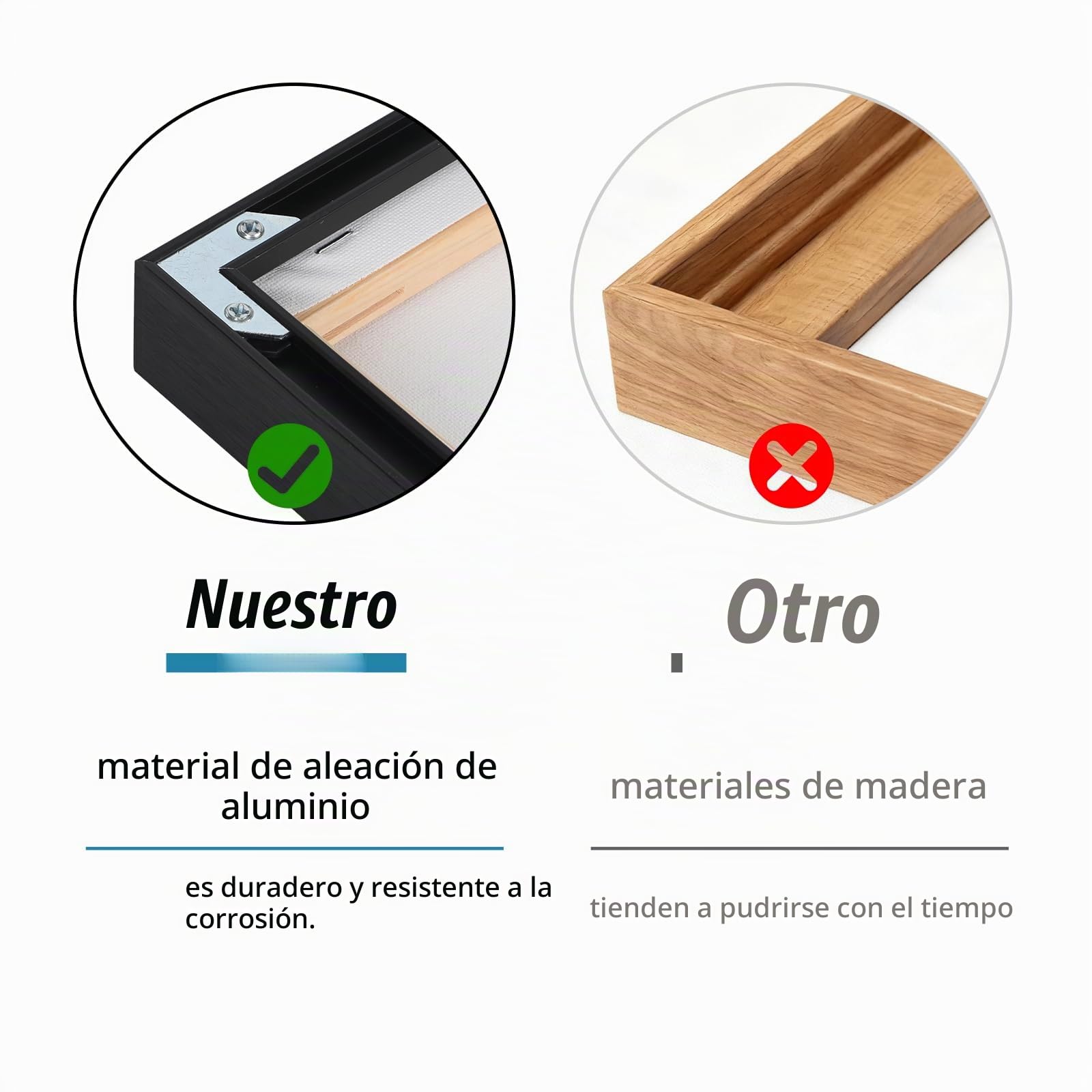 Marco de lona, marco de aluminio, barras de bastidor de lona, sin necesidad de taladrar, marcos de fotos negros modernos para colgar en la pared, marcos flotantes para obras de arte pinturas al óleo