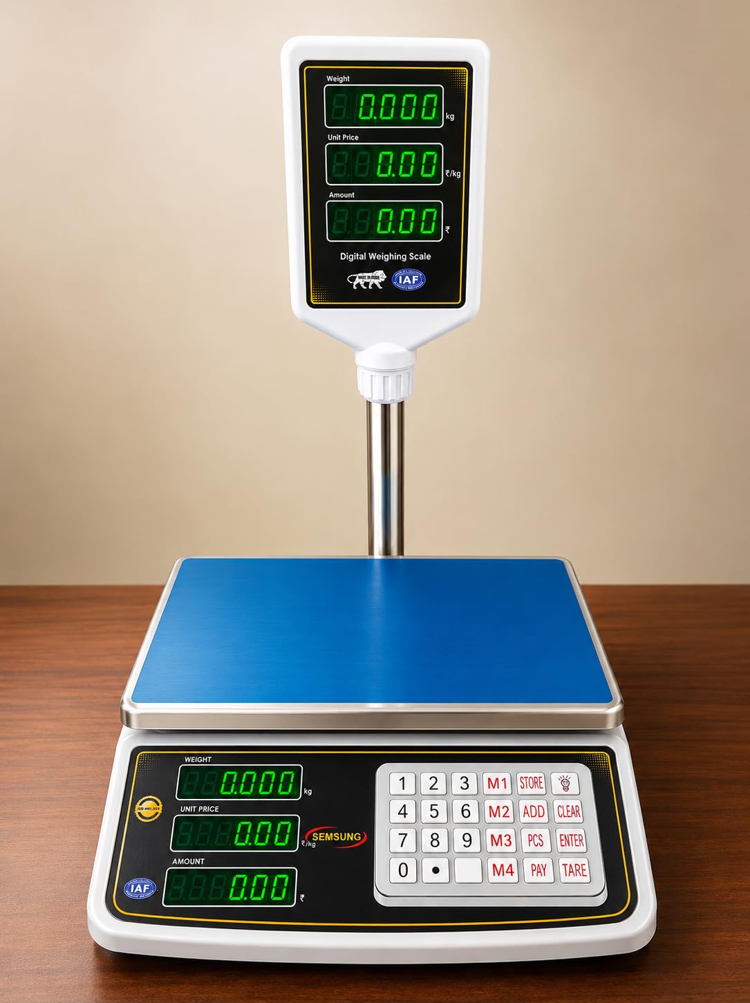 SEMSUNG Price Computing Weighing Scale, Fully Digital, Stainless Steel, 30kg Capacity, Green LED Display, Rechargeable Battery, for Retail and Grocery-image-32