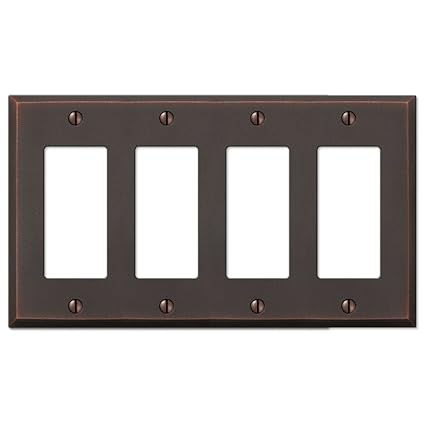 Amerelle Manhattan Quadruple Rocker Cast Metal Wallplate in Aged Bronze