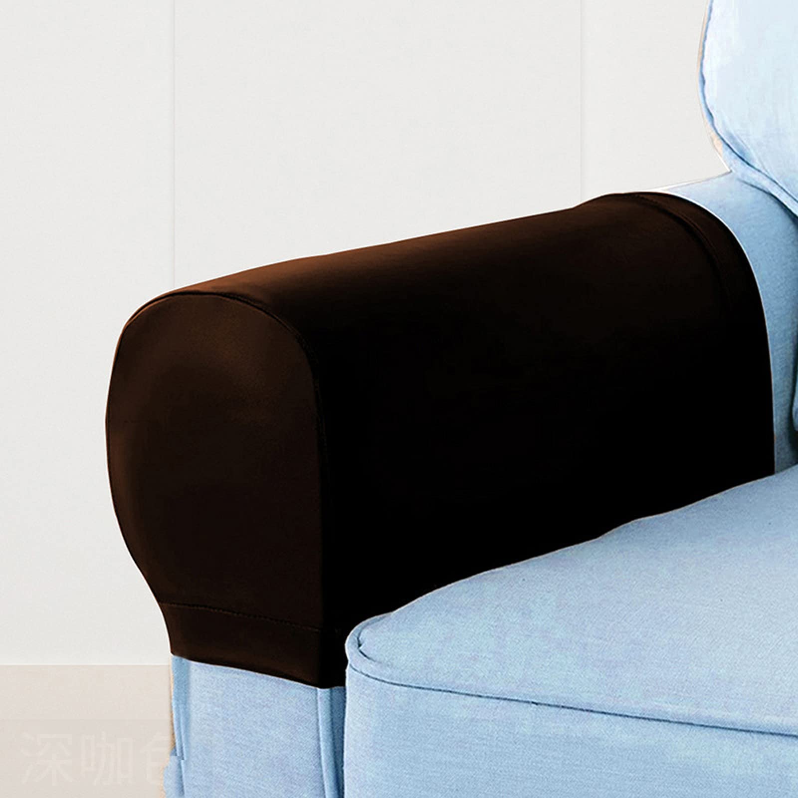 ZHOUZHOU Stretch Sofa Armrest Cover, PU Leather Furniture Armrest Protector Waterproof Armchair Slipcovers Chair Couch Arm Covers Recliner Armrest Covers Brown
