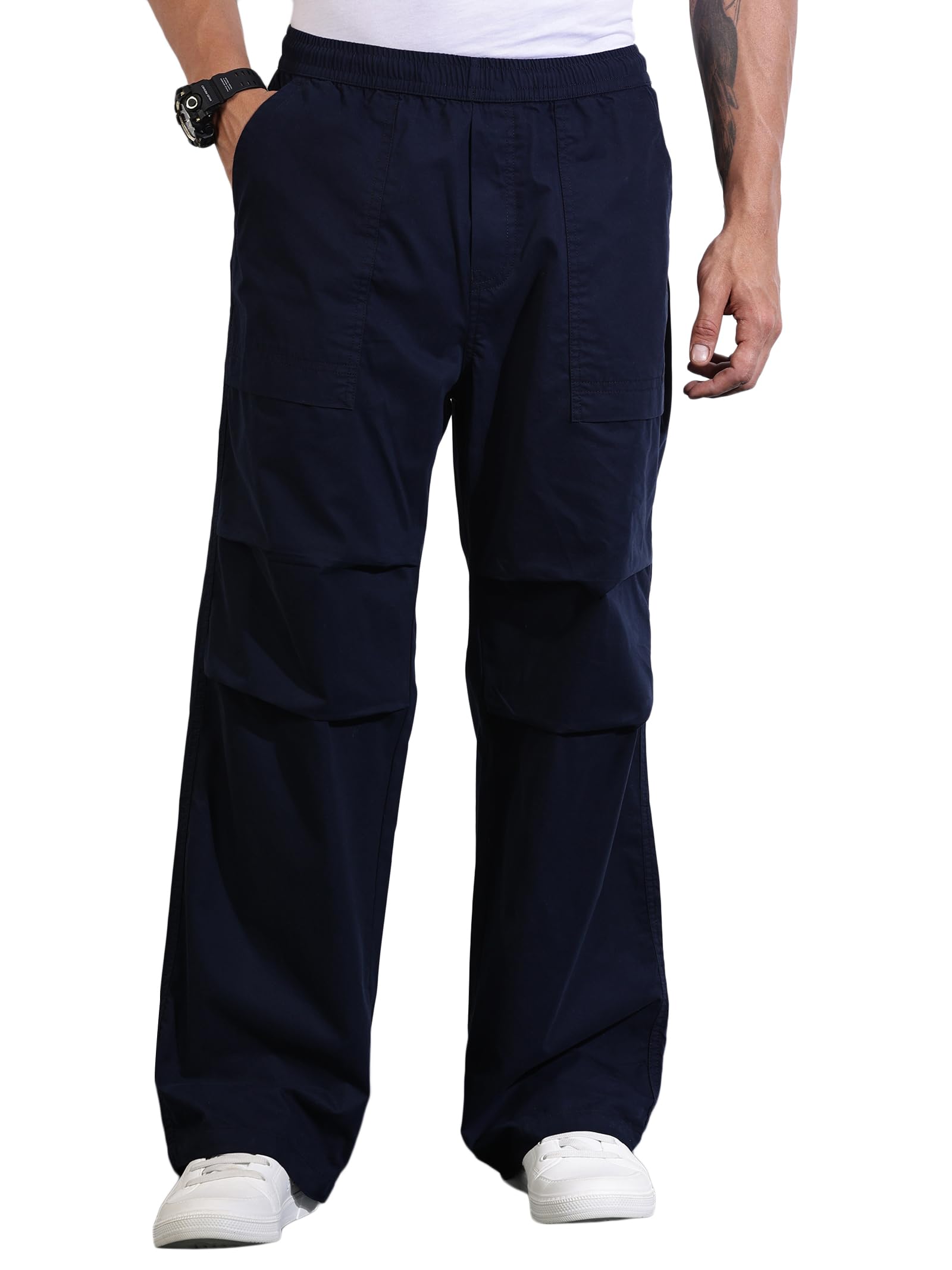 thomas scott Men's | Solid | Light Weight | Breathable Fabric | 6 Pockets | Mid Rise | Loose Fit | 100% Cotton | Elasticated | Chino Trouser | Pants-picture-17