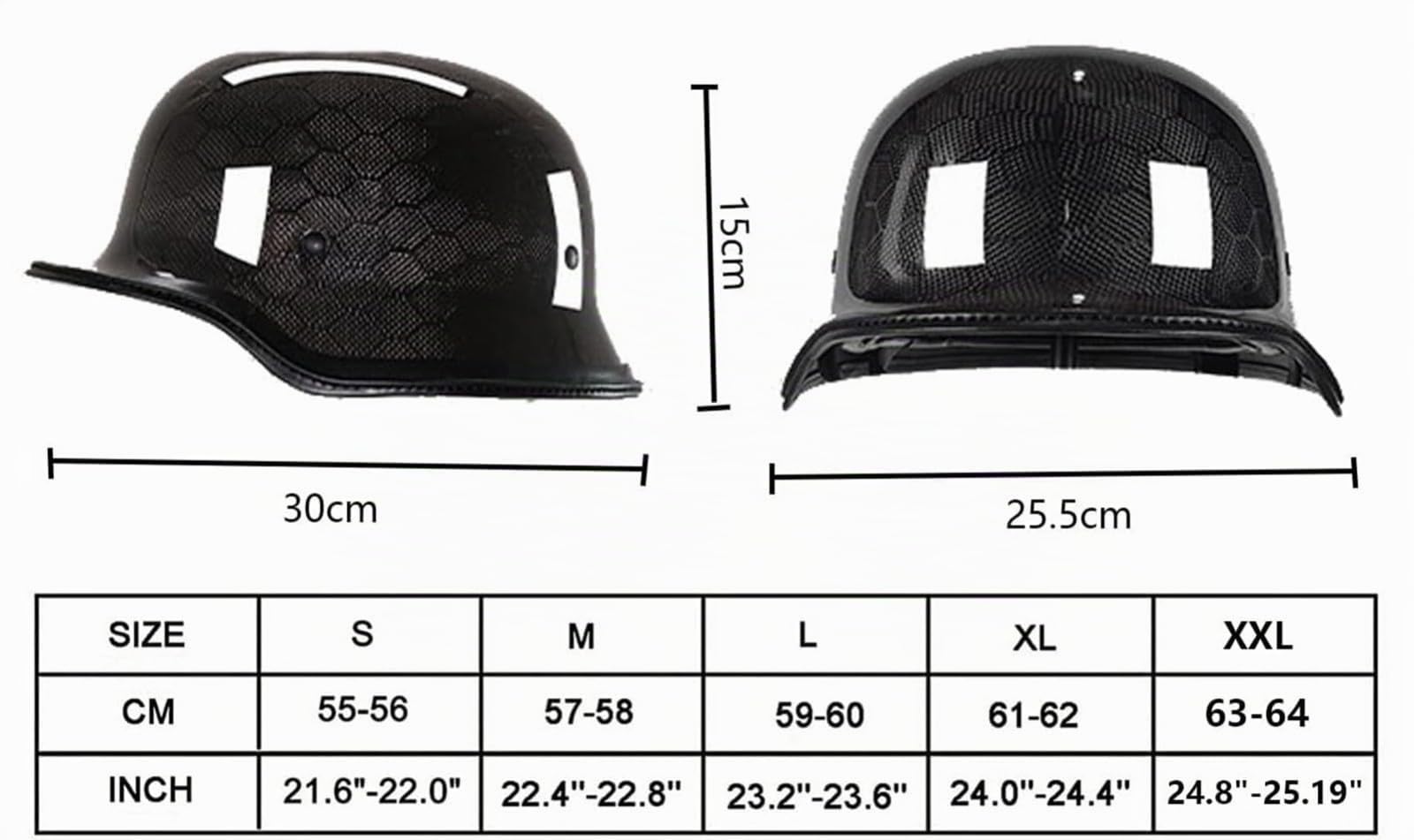 Casco Moto Mezza Faccia Tedesco In Fibra Di Carbonio, Casco Jet Moto Vintage Approvato DOT/ECE Casco Jet Retrò Per Uomini E Donne Adulti