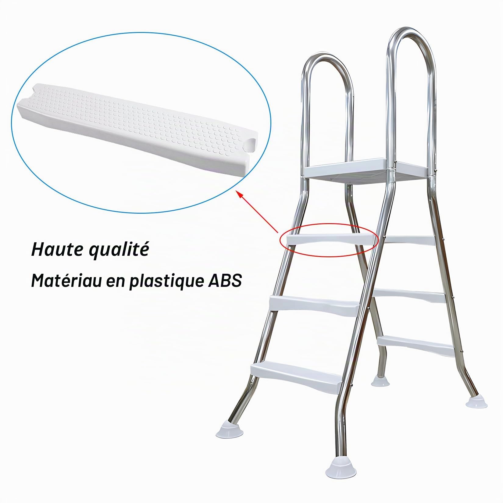 Échelle de Piscine en Acier Inoxydable 304 pour piscines Hors Sol, escalier à Double Main Courante de 2/3/4/5 marches, marches épaissies antidérapantes et Robustes, supporte 550 LBS,33 in