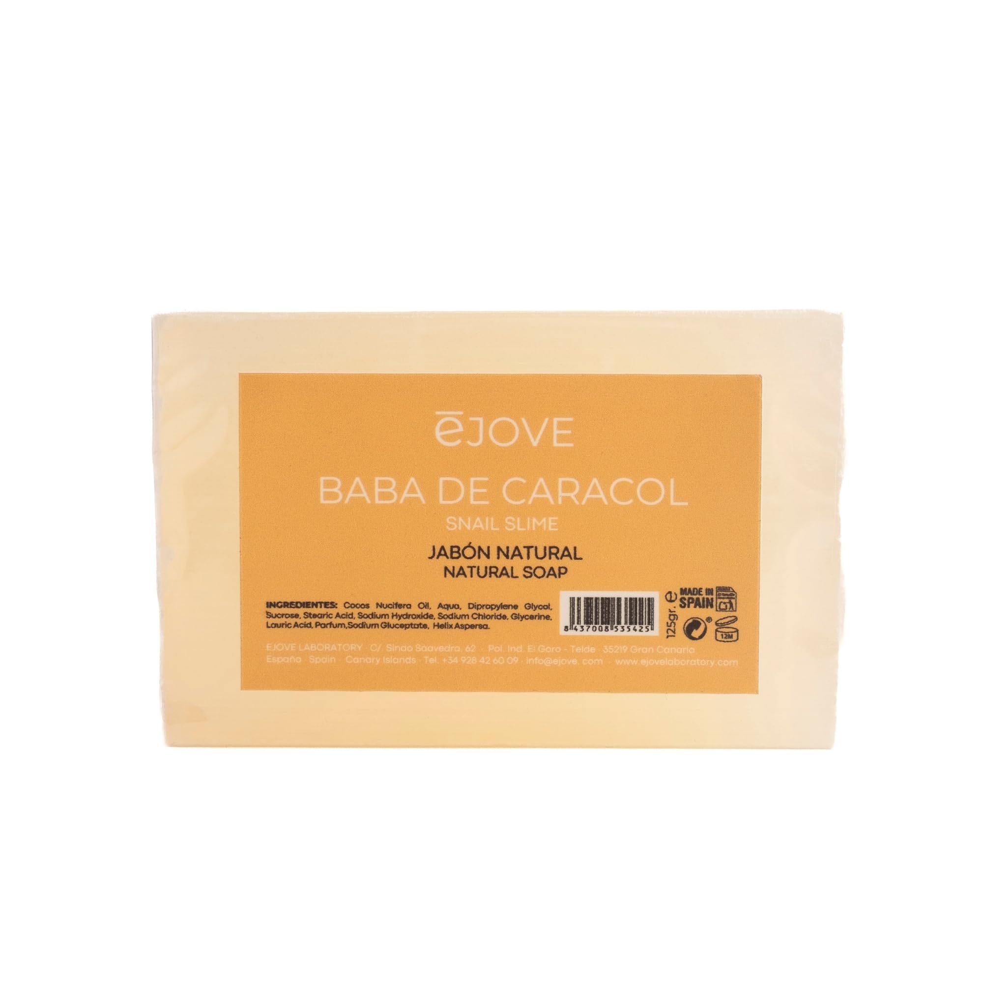 Ejove Savon Facial Nettoyant à la Bave d'Escargot Naturelle 125g | Éclaircissement de la peau et réduction des taches | Anti-acné et anti-points noirs | Hydratation et soin naturel pour visage