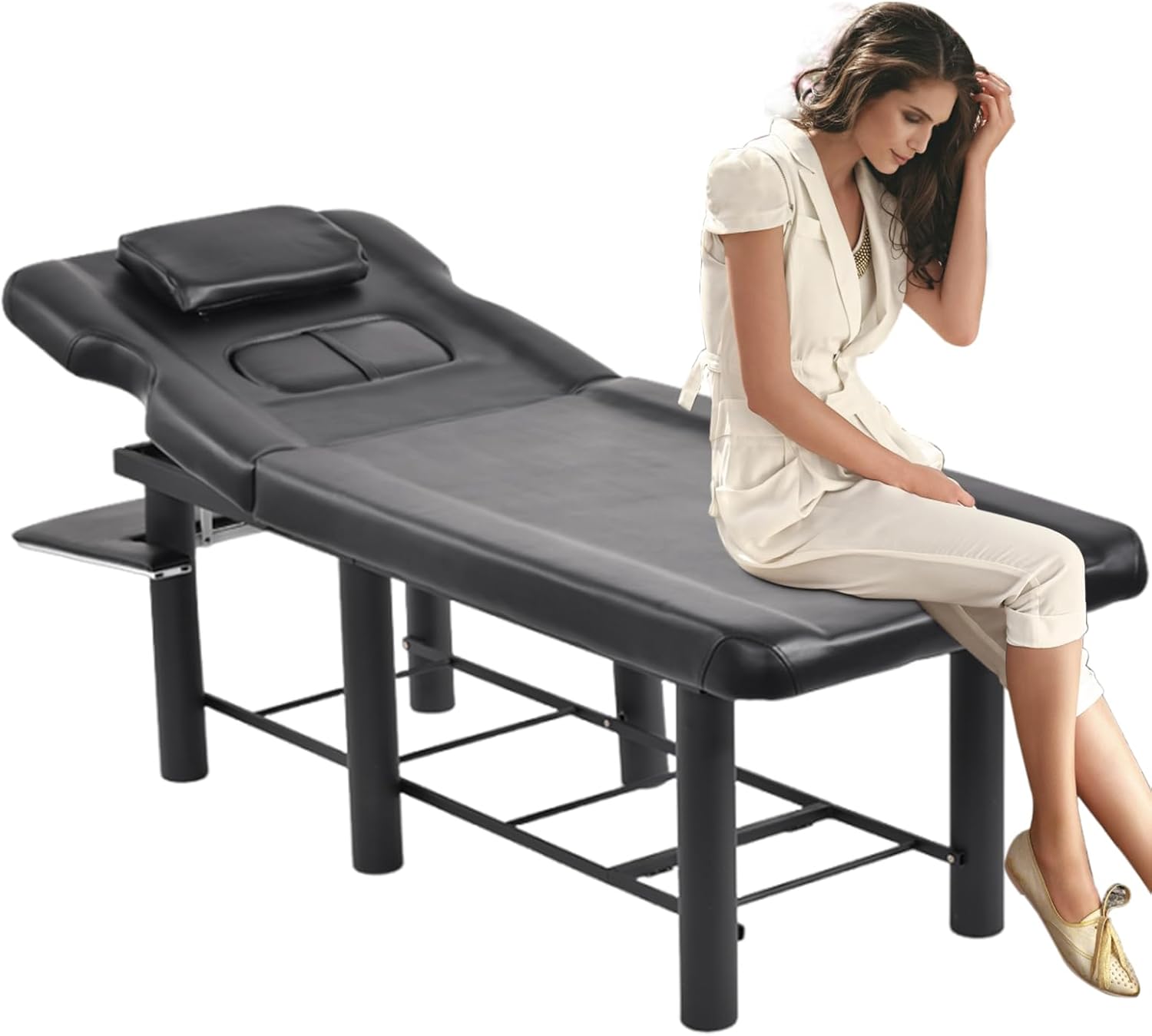 Esthetician Spa Bed 73" | Professional Massage Table | Heavy Duty Physical Therapys Table | 550LBS Load & 0-30° Angle Adjustment | Chiropractic Treatments Table with PU Leather Headrest Backrest
