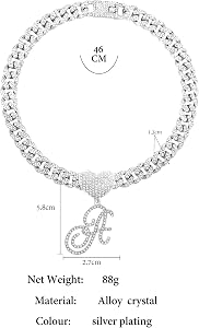 YFN Initial Pendant Necklace - Sterling Silver With Cubic Zirconia, 26 Letter Alphabet (Medium)