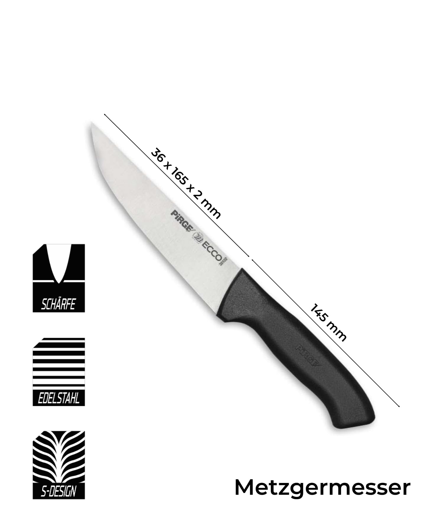 Pirge Set di coltelli da macellaio, 6 pezzi: coltelli da macellazione - coltello per disossare - acciaio per affilare - coltelli da cucina professionali in acciaio inossidabile