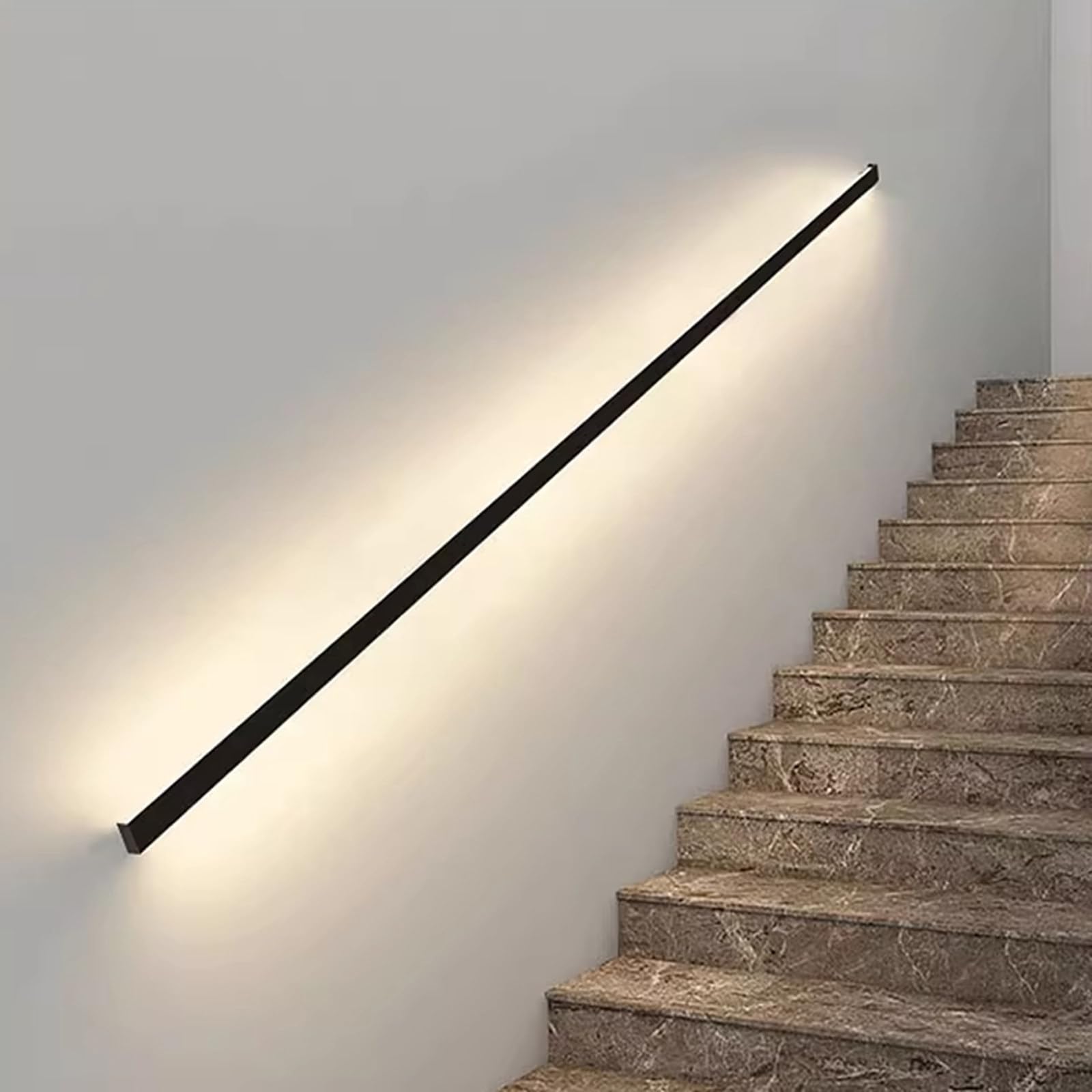 Pasamanos de escalera con luz LED (detección del cuerpo humano) para montar en pared, pasamanos de escalera interior, pasamanos, barandillas, luz LED para escaleras exteriores, pasamanos para el