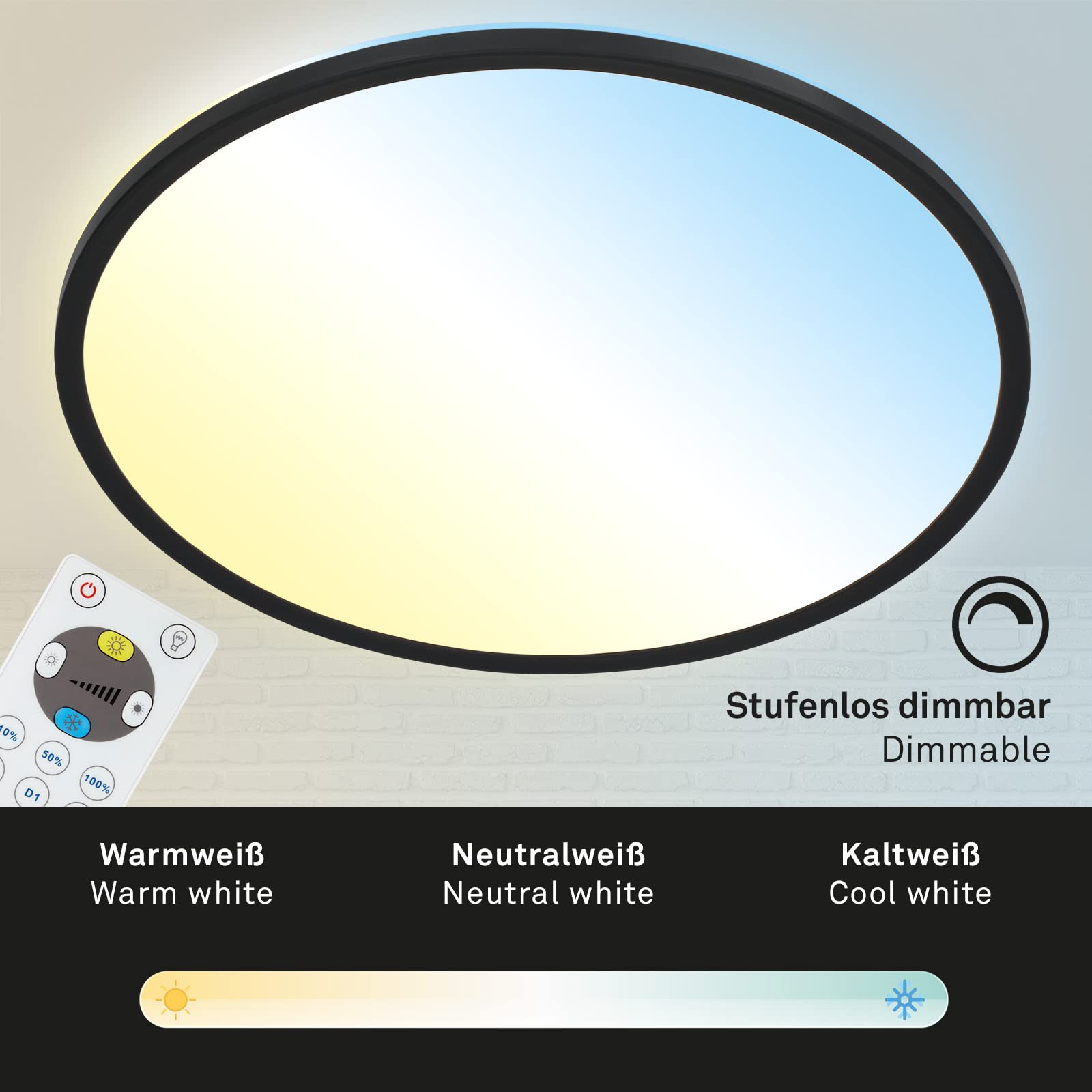 BRILONER Leuchten 7080-015 Panel LED z podświetleniem biały i czarny, 420 x 29 mm