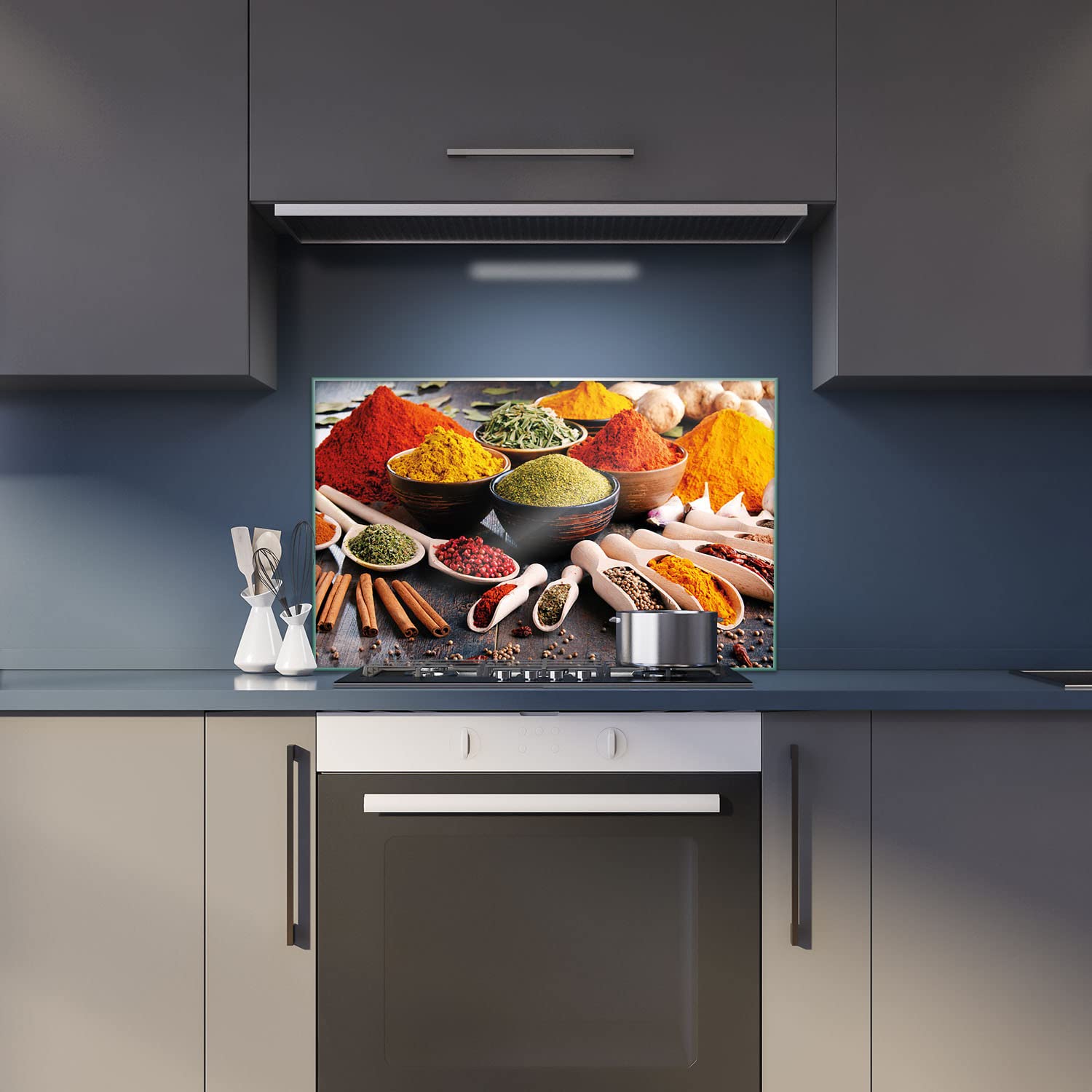 decorwelt | Herdabdeckplatte 80x52 cm 1-Teilig Gewürze Bunt Ceranfeldabdeckung Universal Spritzschutz Glas Deko Elektroherd Induktion für Kochplatten Herdschutz Schneidebrett Sicherheitsglas