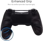 Skin for PS4 Controller, BRHE Anti-Slip Grip Silicone Cover Protector Case Compatible with PS4 Slim/Pro Wireless/Wired Gamepad Controller with 2 Dragon Carving Thumb Grip Caps