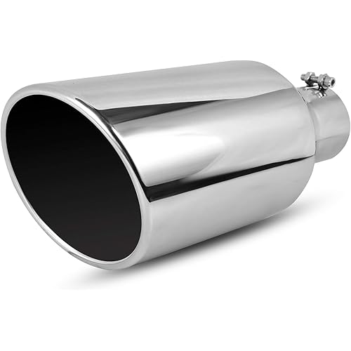 AUTOSAVER88 3 Inch Inlet Exhaust Tip, 3" Inlet 6" Outlet 15" Long Exhaust Tip, Silver Stainless Steel Finish Tailpipe