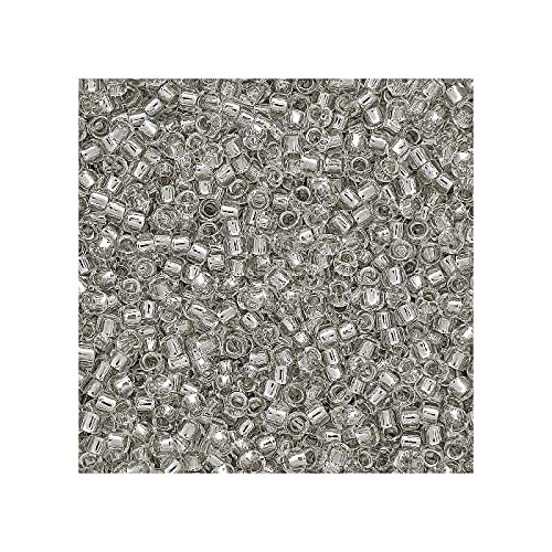 100 g TOHO Round Seed Beads Rocailles, Size 11/0, Silver Lined Crystal (# 21), Japan, Glass — image 1