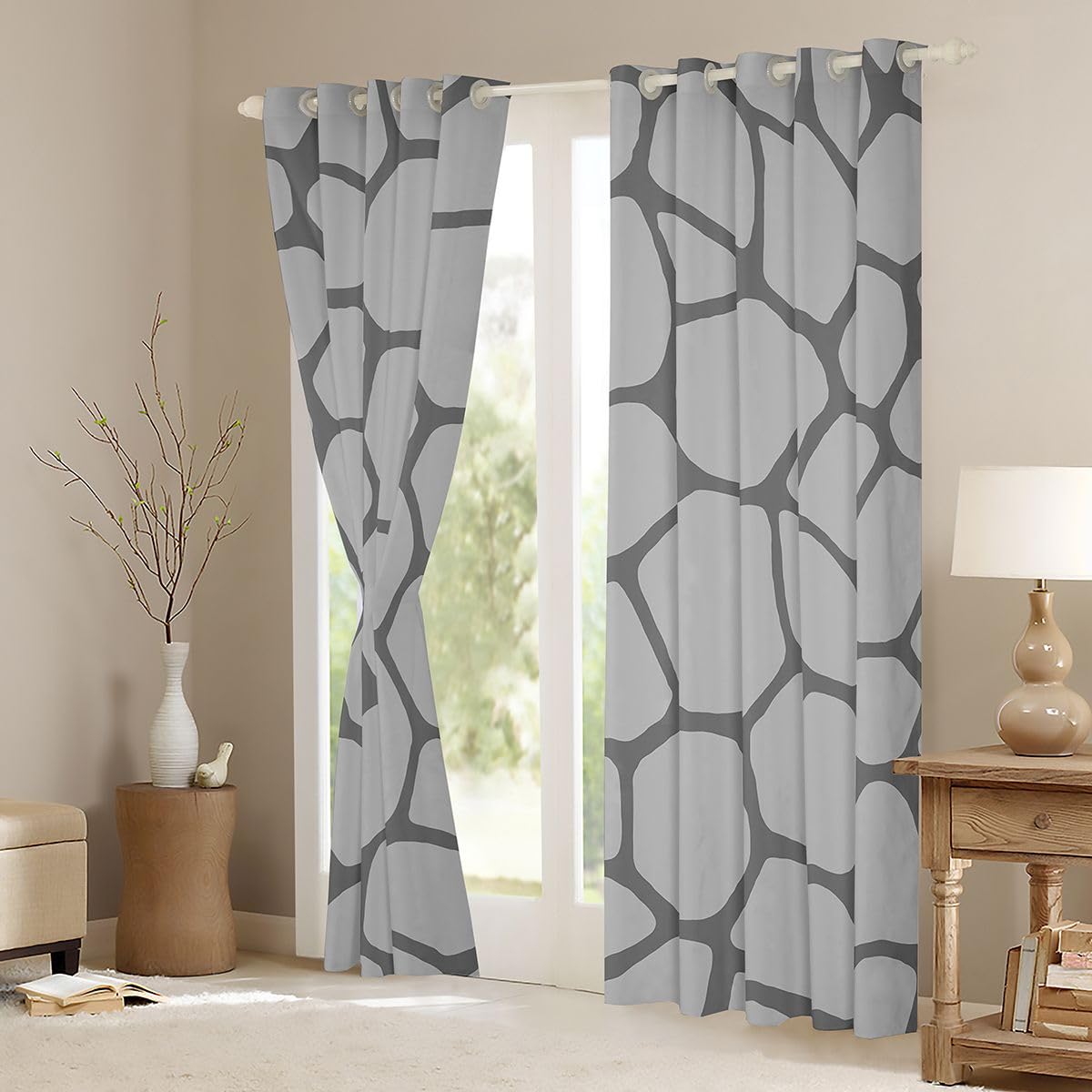 Homemissing Tende con tartaruga marina per camera da letto soggiorno creatura oceanica Sealife tende oscuranti grigie astratte geometriche per finestre, 2 pannelli L 45 x L 72 tartaruga carina