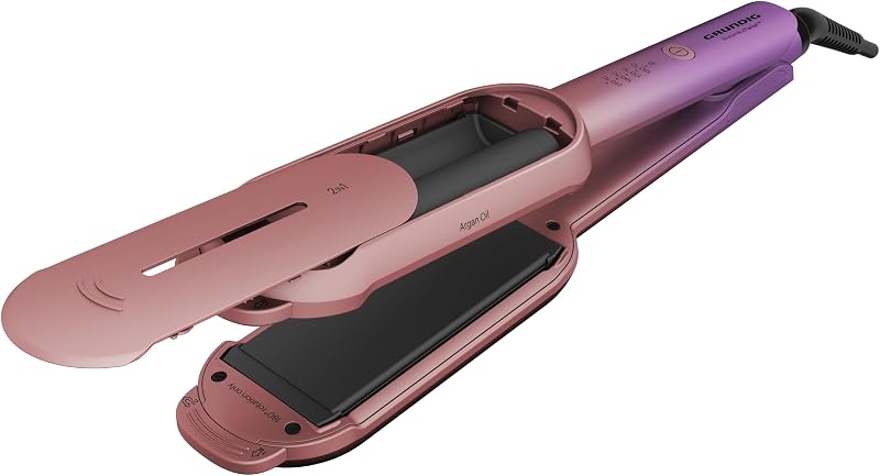 Libérez votre créativité capillaire avec le GRUNDIG BotanikaTwist HS 8331. Cet appareil 2-en-1 combine un lisseur et un