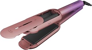GRUNDIG HS 8331 BotanikaTwist 2in1 Hair Styler, rotierende Platten für Glätten und Stylen, schnelle Aufheizzeit, 150 °C bis 210 °C einstellbar, Keramikbeschichtung mit Arganöl, Rosa/Lila